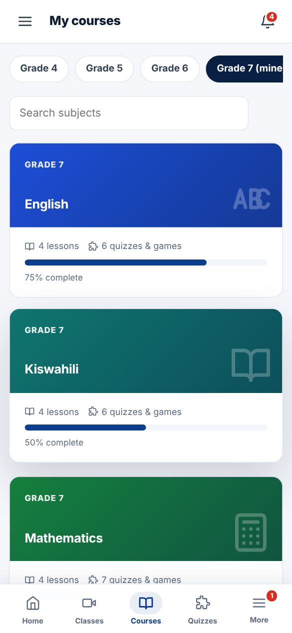 Screenshot: Open My courses