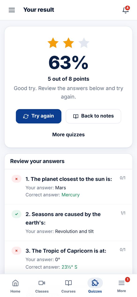 Screenshot: See your result