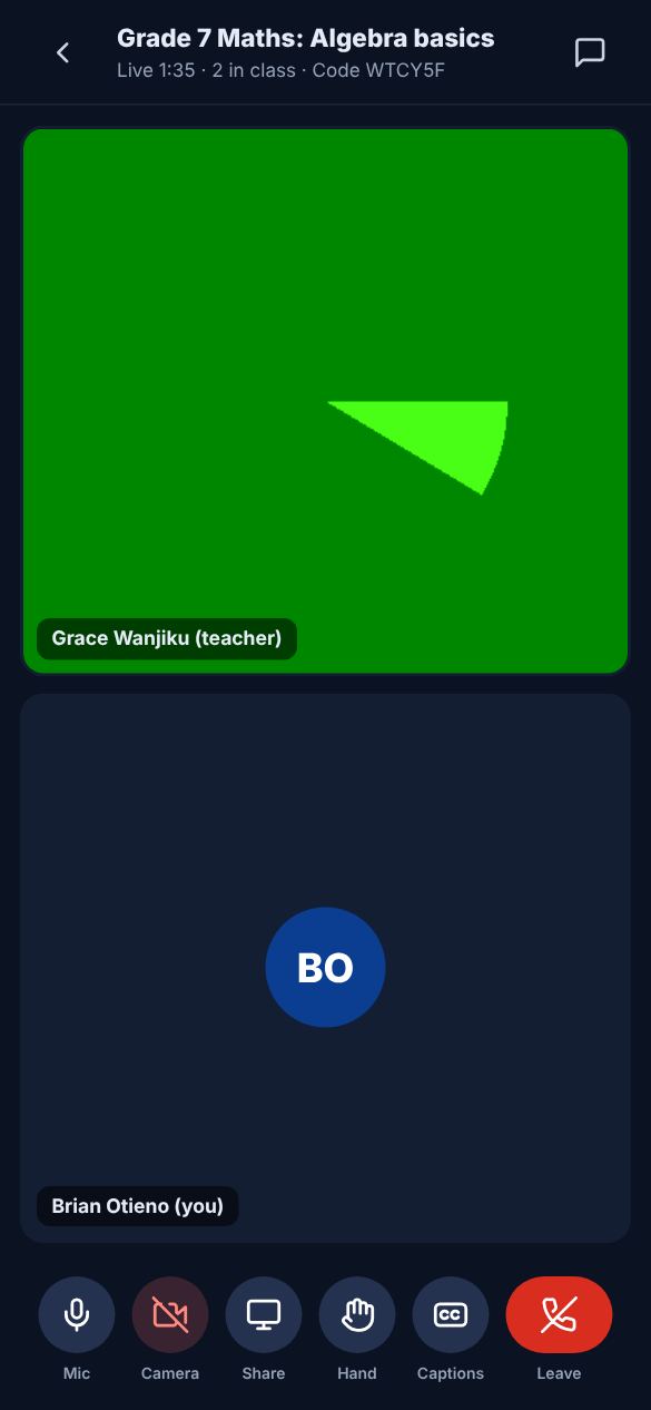 Screenshot: Join the class