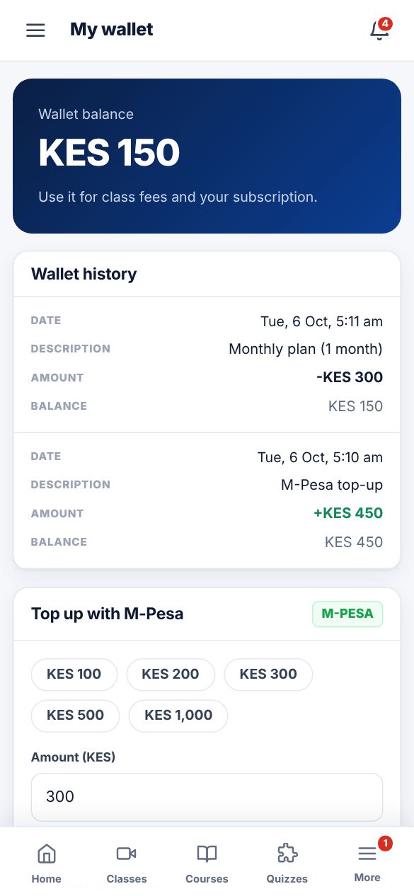 Screenshot: Open Wallet