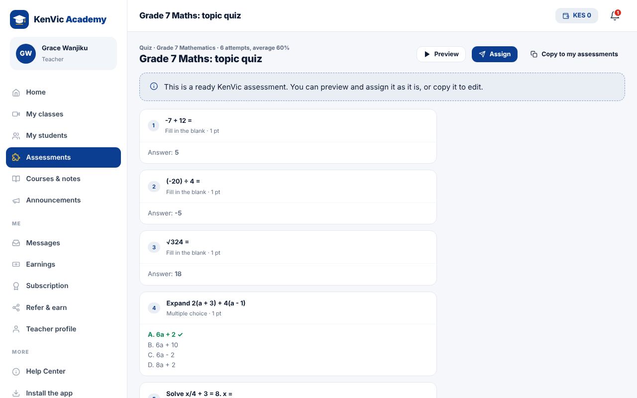 Screenshot: Add questions